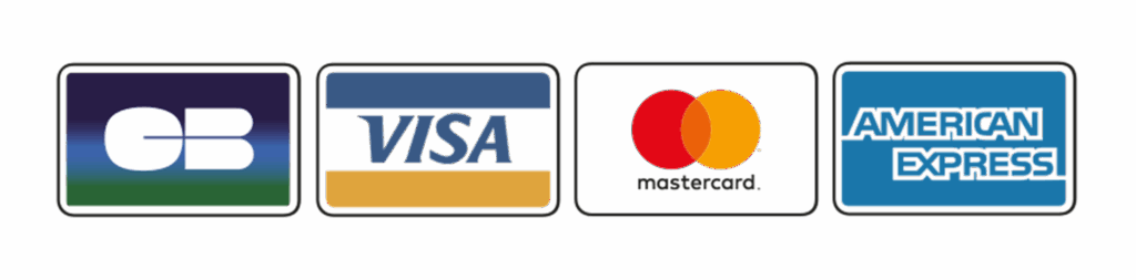 Quatre logos de paiement alignés: EB (E-Banking) sur fond bleu-vert, Maestro (texte blanc sur bleu-orange), Mastercard (deux cercles rouge-orange), et Visa (rectangle bleu).